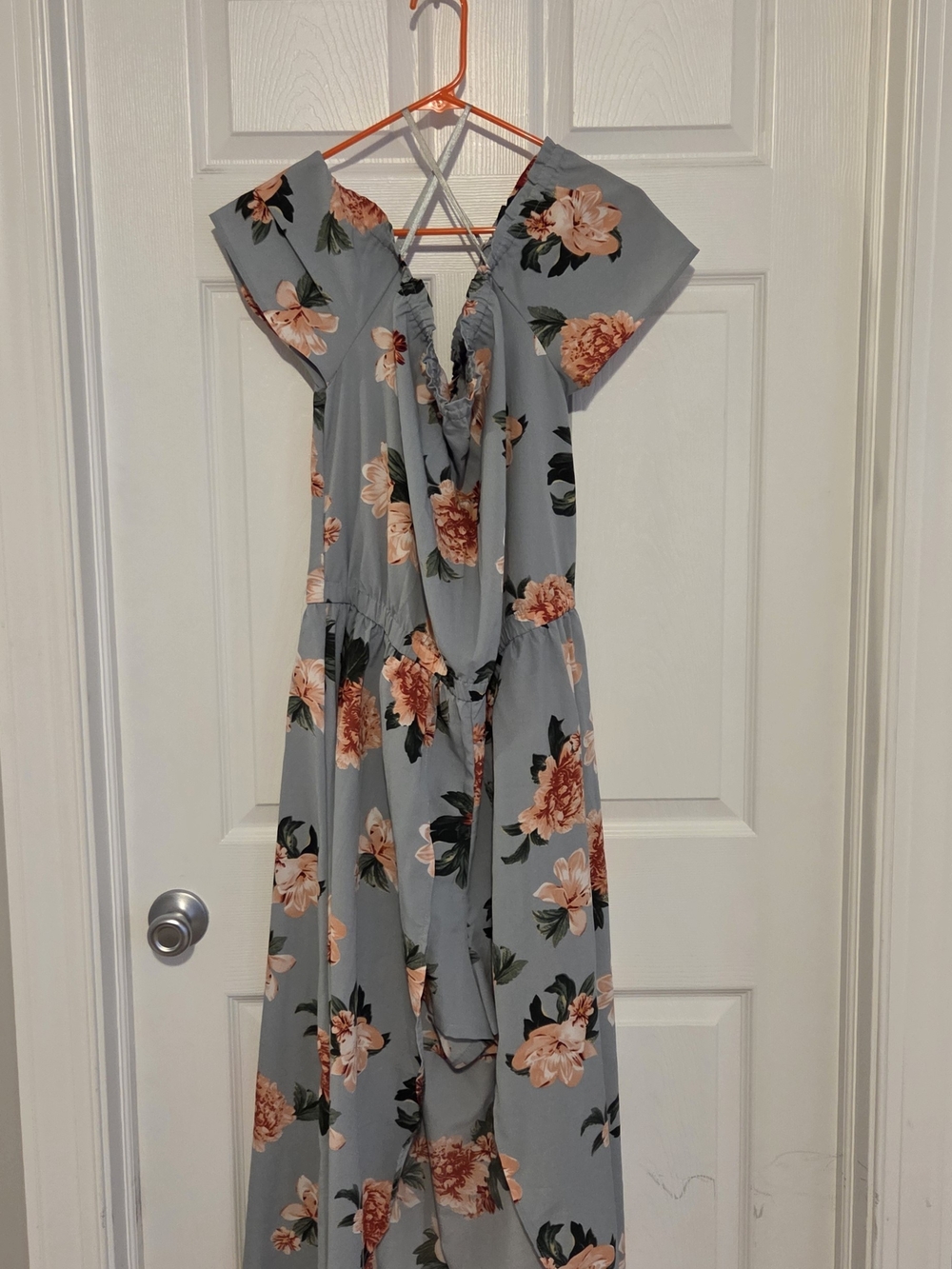 Speed Control Gray Maxi Jumpsuit with Peach Floral Print
